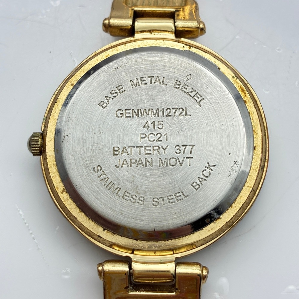 Geneva Quartz Watch Blue Enamel Gold Tone Bracelet GENWM1272L Japan Movt - Picture 3 of 9